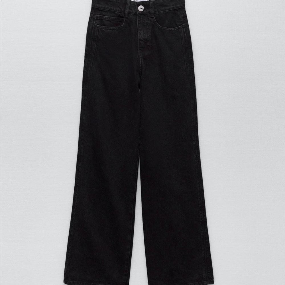 NWT Zara High rise wide leg jeans black size 24 & 28 - Picture 5 of 12
